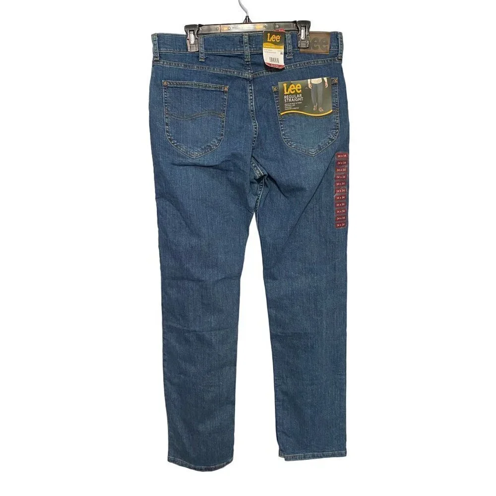 New Lee‎ Regular Fit Men's Blue Denim 5 Pocket Midshade Jeans Size W34 x L34 NWT